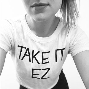 Black & White “Take It EZ” Crop Top Size S